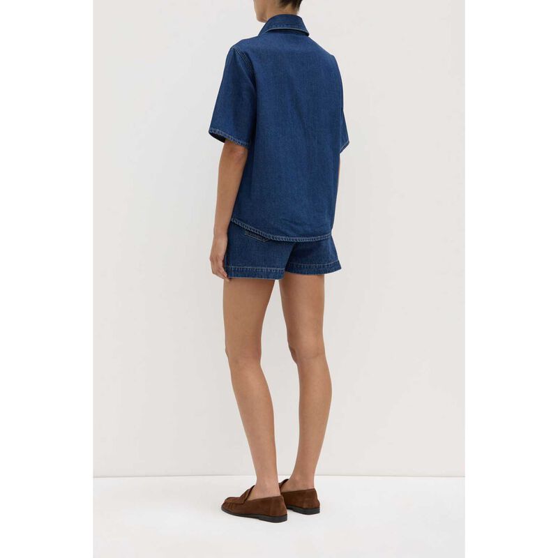 Assembly Label Boxy Denim Short Sleeve Shirt Heritage Blue image number 1